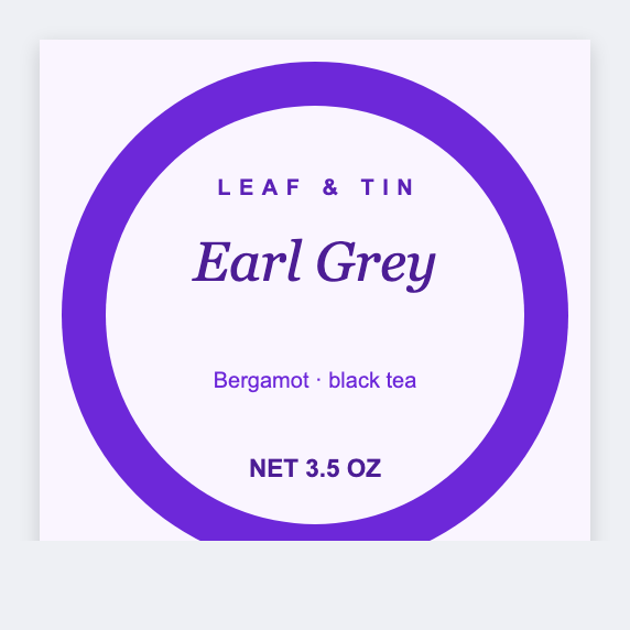 Tea tin sample from the free label maker