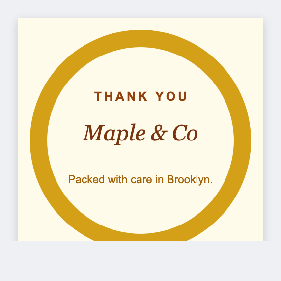 Thank you sticker sample from the free label maker