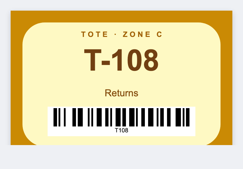 Tote label sample from the free label maker