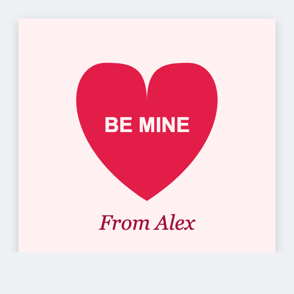 Valentine sample from the free label maker
