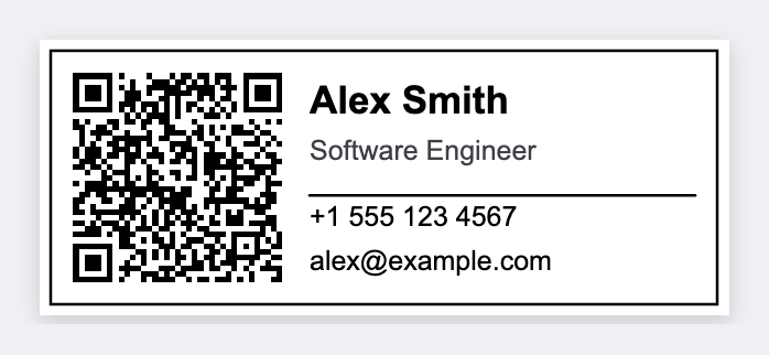 Business-card QR sample from the free label maker