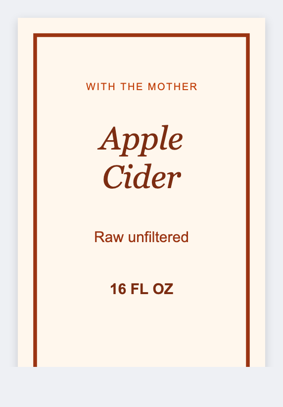 Vinegar sample from the free label maker
