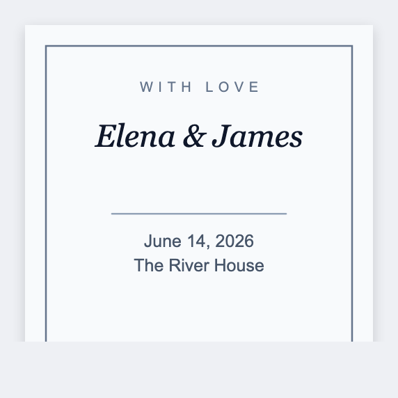 Wedding favor sample from the free label maker