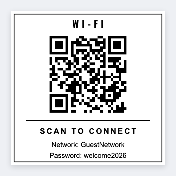 Wi-Fi access QR sample from the free label maker