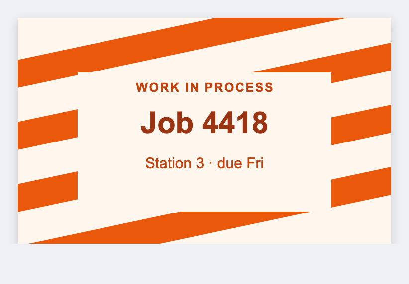 WIP ticket sample from the free label maker