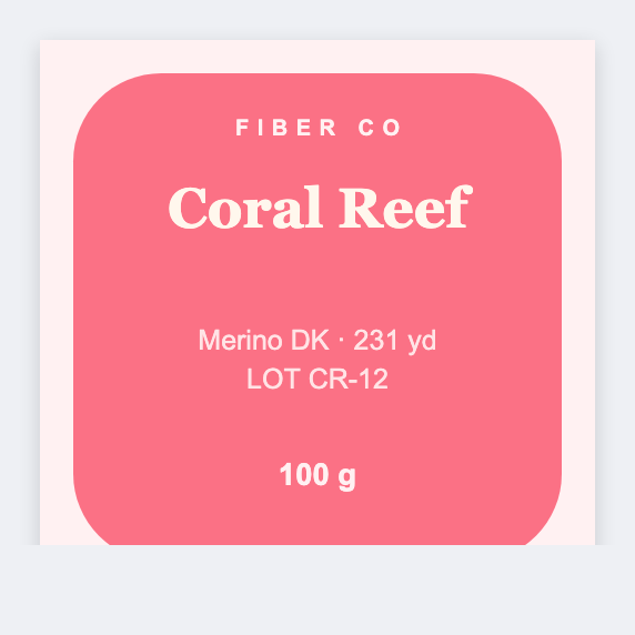 Yarn skein sample from the free label maker